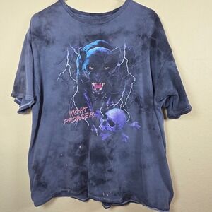 Pacsun Mens Black‎ Tie Dye Panther Skull Lightning Graphic T Shirt XL distressed